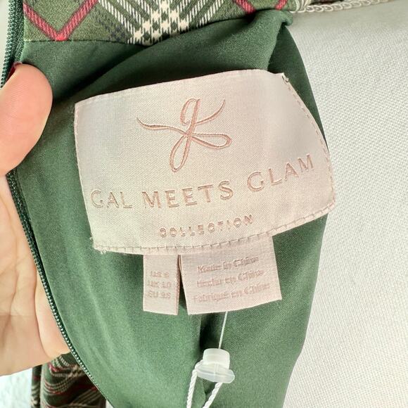 NWT Gal Meets Glam Dress Tartan Plaid Green Red Traditional Christmas Small 6 - Picture 8 of 11